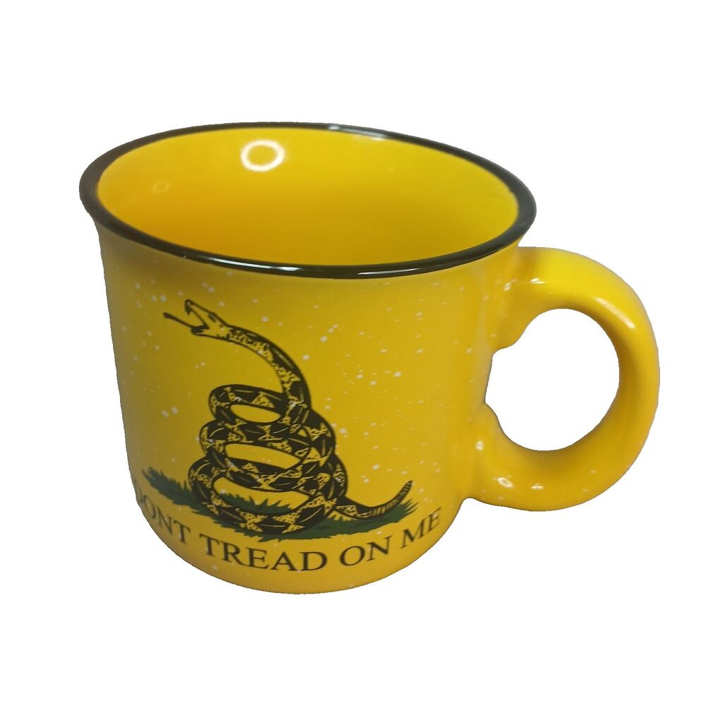 Bass Pro Shops Dont Tread On Me Coffee Mug Yellow Speckle Camp Style Ceramic Mug